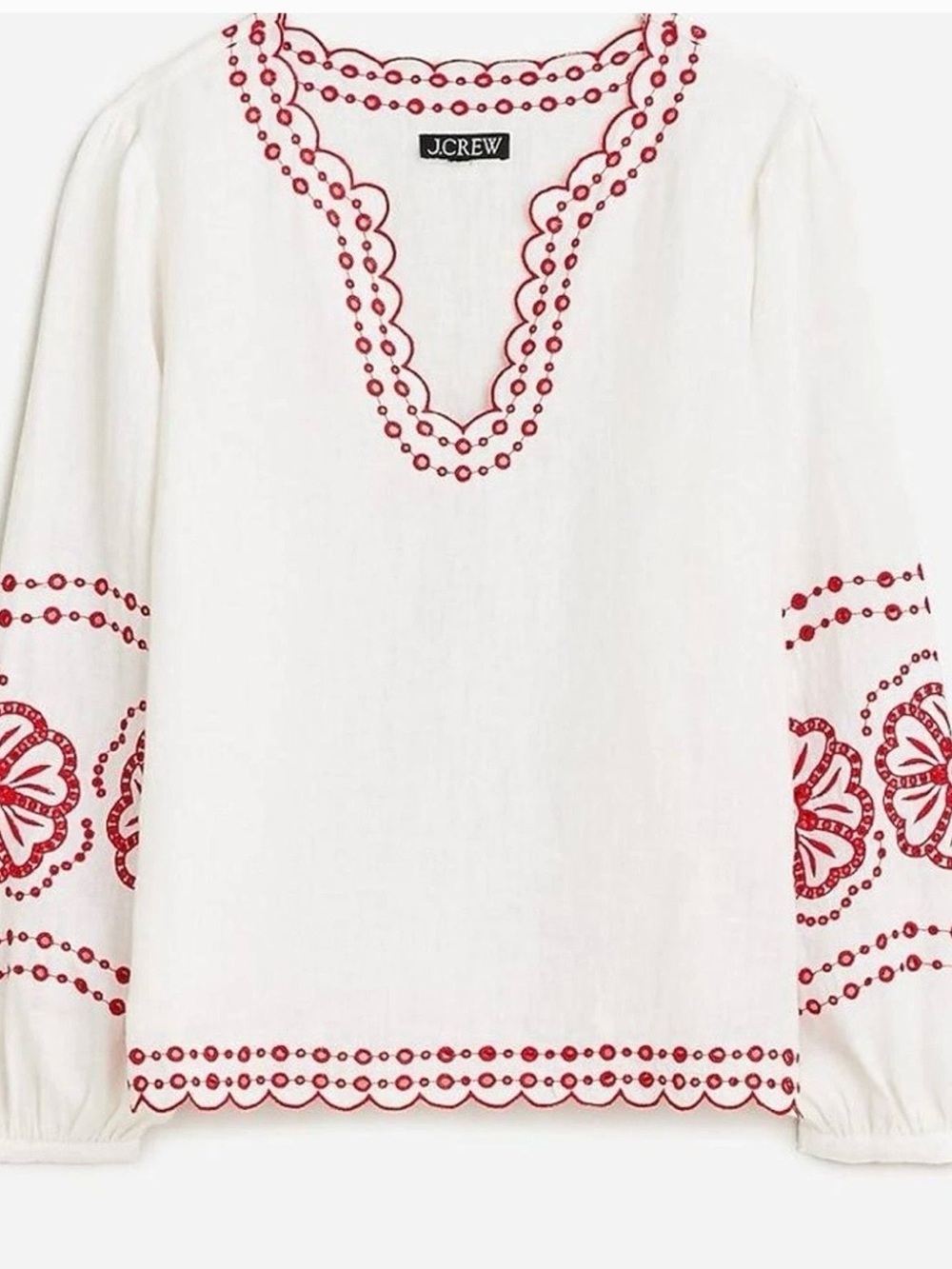 J CREW BUNGALOW EMBROIDERED LINEN TOP-WORN ONCE